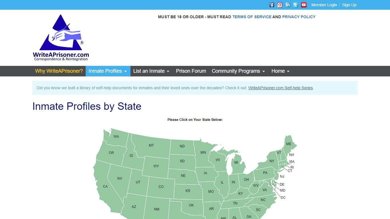 Inmate Profiles by State | WriteAPrisoner.com